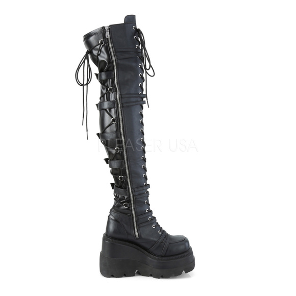 N/A Wedge Platform Lace Up Over the Knee Boots - Picture 5 of 5